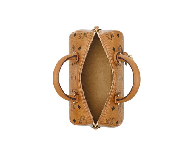 MCM MCM Ella Boston Bag In Visetos Leather With 24K Gold-Plated Metal Hardware Cognac - view 4