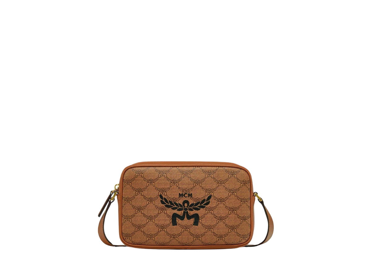 MCM MCM Himmel Crossbody In Lauretos Monogram Canvas-MCM Logo Motif With 24K Gold-Plated Metal Hardware Cognac