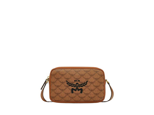 MCM MCM Himmel Crossbody In Lauretos Monogram Canvas-MCM Logo Motif With 24K Gold-Plated Metal Hardware Cognac - view 1