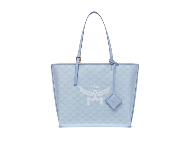 MCM MCM Himmel Shopper In Lauretos Natural Nappa Leather With 24K Gold-Plated Brass Hardware Ancient Blue - view 1