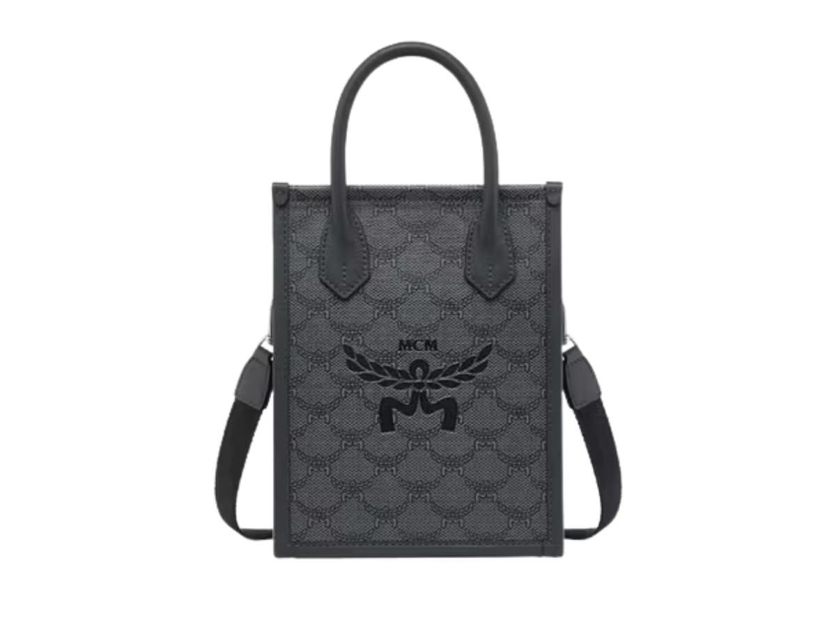 MCM MCM Himmel Tote Bag In Natural-Tone Soft Nappa Leather Trim With Mcm Logo And Silver Hardware Gray Dark Grey