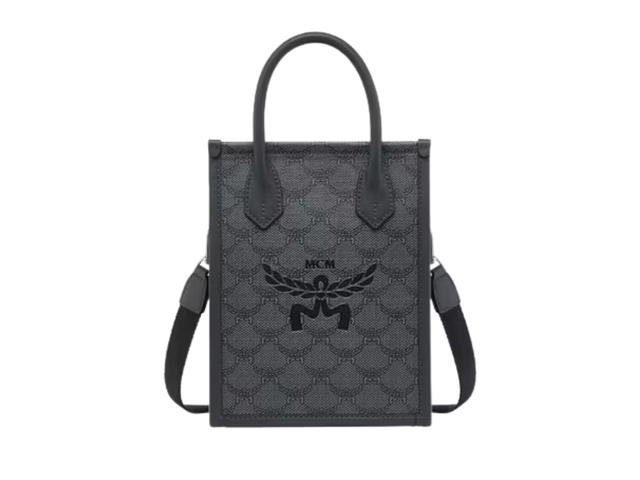 MCM MCM Himmel Tote Bag In Natural-Tone Soft Nappa Leather Trim With Mcm Logo And Silver Hardware Gray Dark Grey - view 1