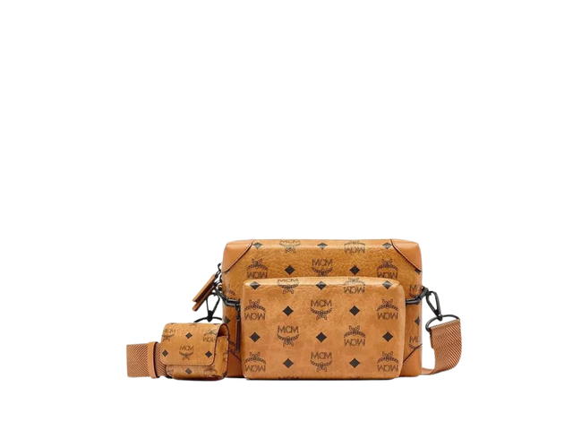 MCM MCM Klassik Multifunction Crossbody In Visetos Monogram Coated Canvas With Matte Black Metal Hardware Cognac - view 1