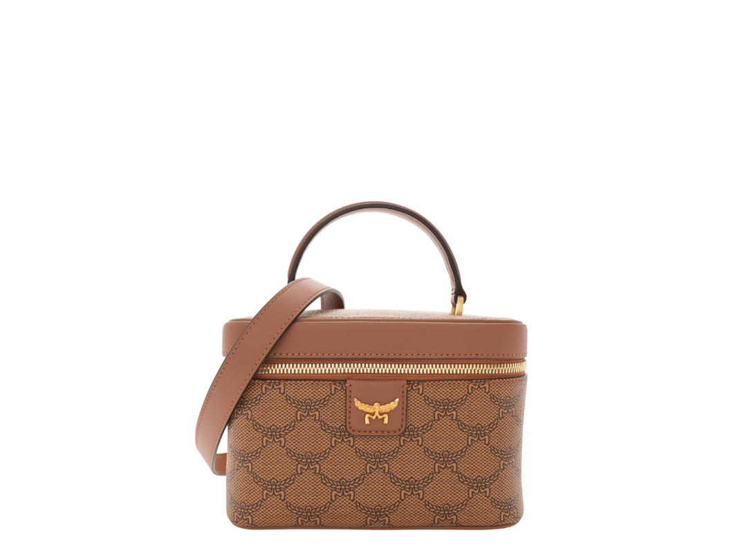 MCM MCM Lauretos Nappa Monogram Small Himmel Vanity Case Cognac Brown