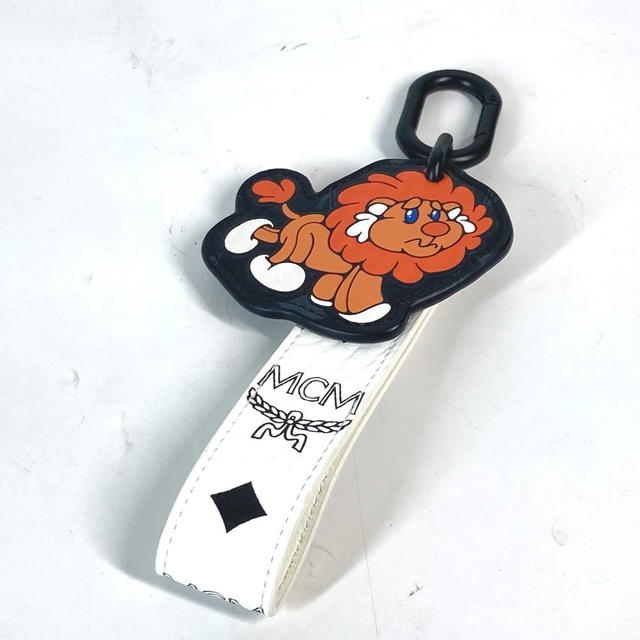 MCM MCM Lion Logo in Visetos Bag Charm strap Key Holder Leather White Unused - view 2