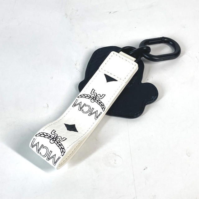 MCM MCM Lion Logo in Visetos Bag Charm strap Key Holder Leather White Unused - view 3