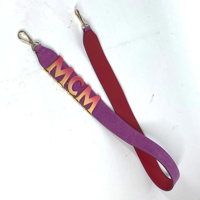 MCM MCM Logo metal plate  Shoulder strap Leather / suede purple/Gold - view 2
