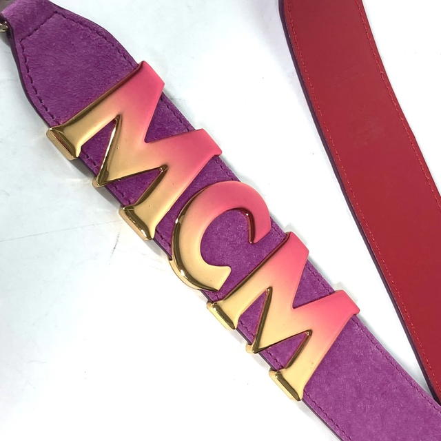 MCM MCM Logo metal plate  Shoulder strap Leather / suede purple/Gold - view 3