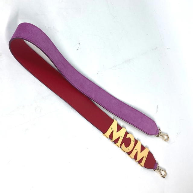 MCM MCM Logo metal plate  Shoulder strap Leather / suede purple/Gold - view 4