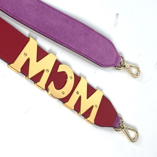 MCM MCM Logo metal plate  Shoulder strap Leather / suede purple/Gold - view 5