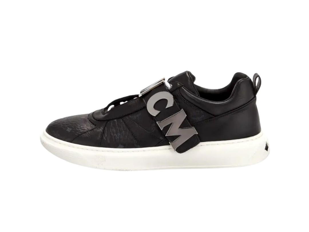 MCM MCM Logo Strap Leather Mid-top Sneakers Black