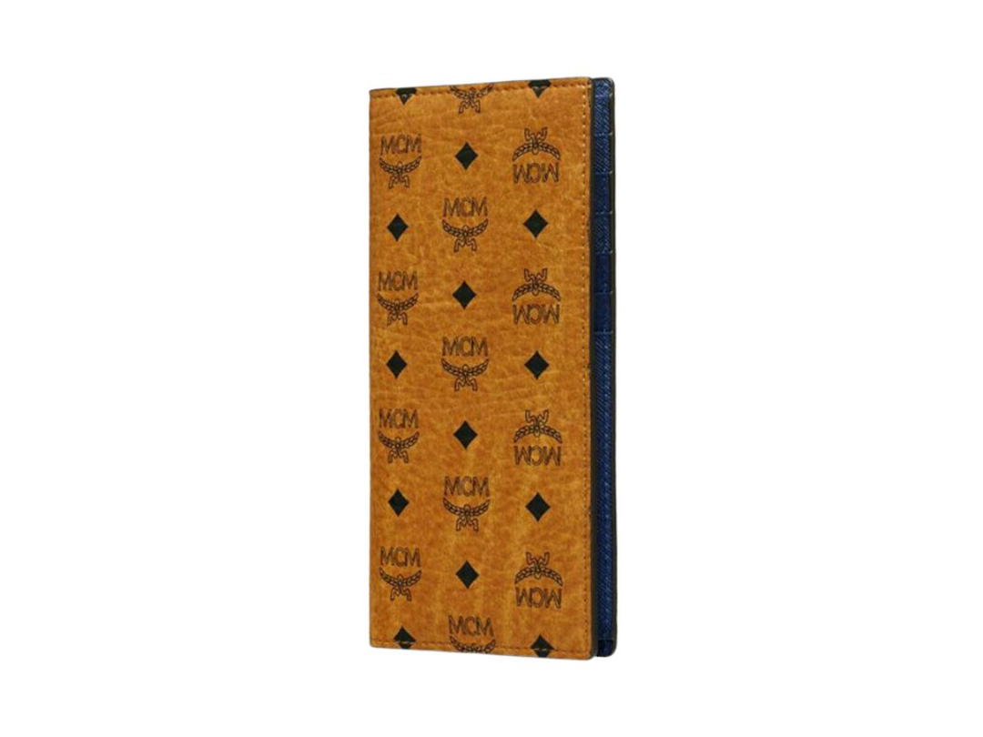 MCM MCM Long Bifold Wallet in Visetos Original Cognac Navy