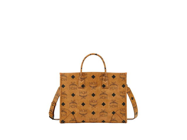 MCM MCM München Tote In Maxi Visetos With Matte Black Metal Hardware Cognac (Large) - view 1