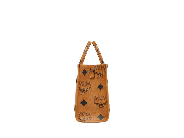 MCM MCM München Tote In Visetos and Nappa Leather-Trim With 24K Gold-Plated Metal Hardware Cognac - view 3
