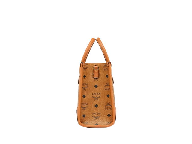 MCM MCM München Tote In Visetos and Nappa Leather With 24K Gold-Plated Metal Hardware Cognac - view 2