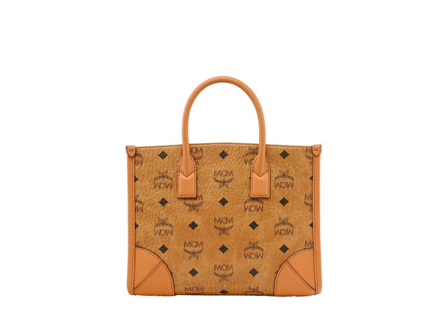 MCM MCM München Tote In Visetos and Nappa Leather With 24K Gold-Plated Metal Hardware Cognac - view 4