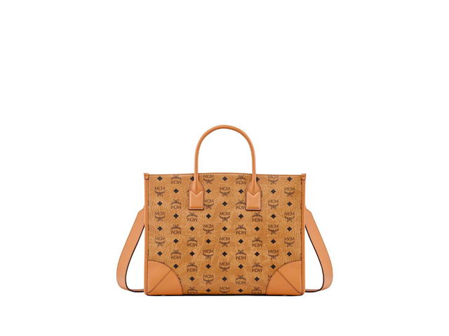 MCM MCM München Tote In Visetos With 24K Gold-Plated Metal Hardware Cognac (Large) - view 1