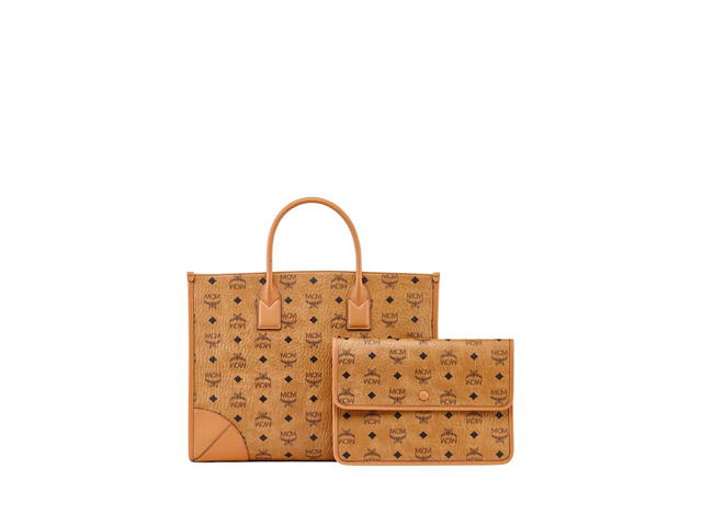 MCM MCM München Tote In Visetos With 24K Gold-Plated Metal Hardware Cognac (Large) - view 4