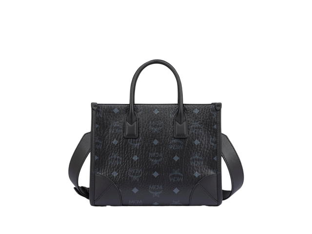 MCM MCM München Tote In Visetos Monogram Coated Canvas With Silver-Toned Cobalt Metal Hardware Black - view 1