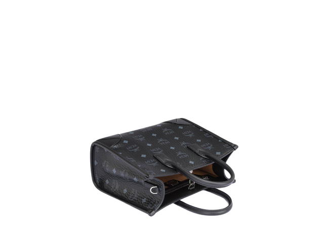 MCM MCM München Tote In Visetos Monogram Coated Canvas With Silver-Toned Cobalt Metal Hardware Black - view 3