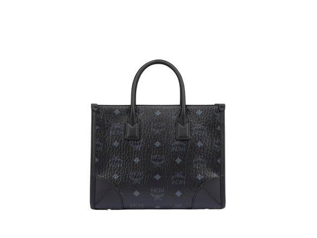 MCM MCM München Tote In Visetos Monogram Coated Canvas With Silver-Toned Cobalt Metal Hardware Black - view 4
