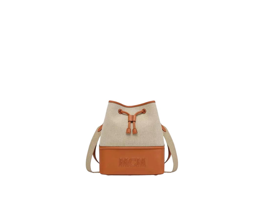 MCM MCM Medium Aren Drawstring Bag In Spanish Full-Grain Nappa Leather With 24k Gold-Plated Metal Hardware Cognac