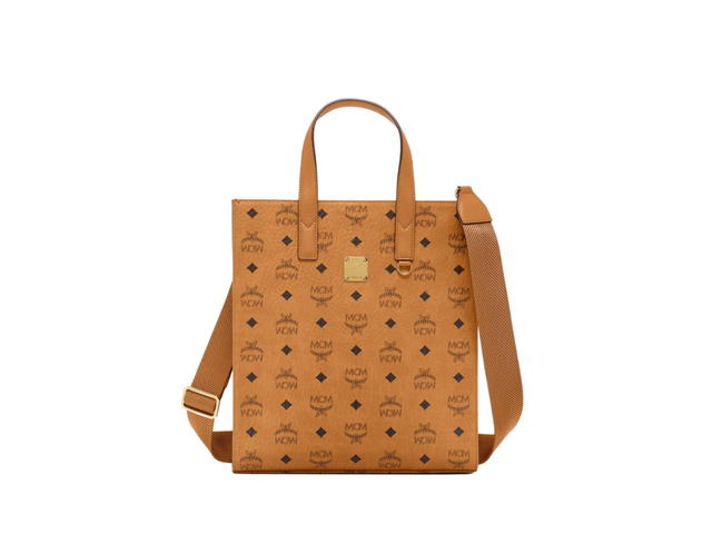 MCM MCM Medium Aren Tote In Visetos And Nappa Leather With Gold-Plated Metal Hardware Cognac - view 1