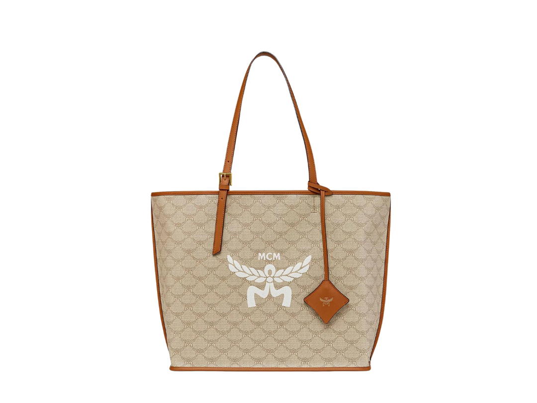 MCM MCM Medium Himmel Shopper In Lauretos Natural Nappa Leather With 24K Gold-Plated Brass Hardware Beige Oatmeal
