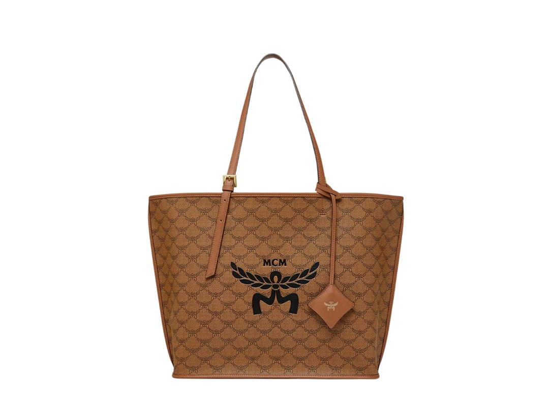 MCM MCM Medium Himmel Shopper In Lauretos Natural Nappa Leather With 24K Gold-Plated Brass Hardware Cognac