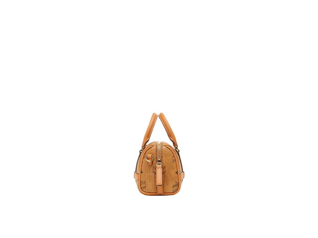 MCM MCM Mini Aren Boston Bag In Visetos Monogram Coated Canvas With 24K Gold-Plated Metal Hardware Cognac - view 2
