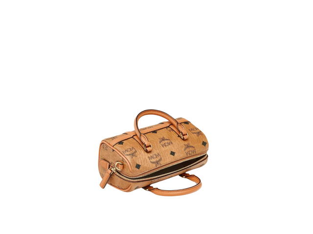 MCM MCM Mini Aren Boston Bag In Visetos Monogram Coated Canvas With 24K Gold-Plated Metal Hardware Cognac - view 4