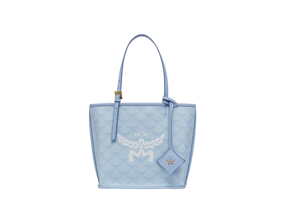 MCM MCM Mini Himmel Shopper In Lauretos With Natural Nappa Leather Ancient Blue