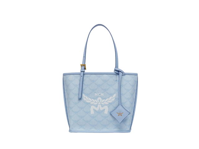 MCM MCM Mini Himmel Shopper In Lauretos With Natural Nappa Leather Ancient Blue - view 1