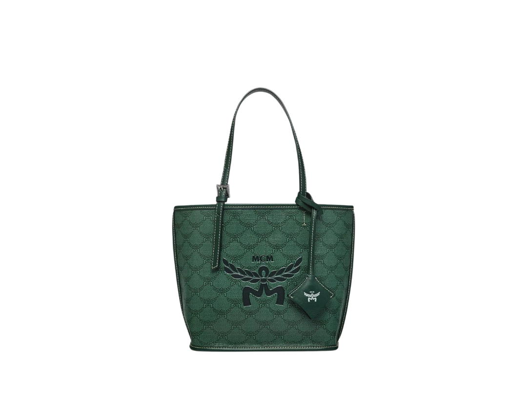 MCM MCM Mini Himmel Shopper In Lauretos With Natural Nappa Leather Forest Green