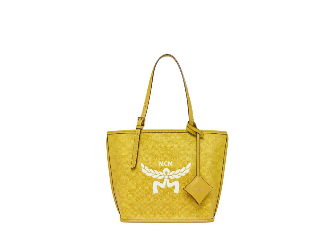 MCM MCM Mini Himmel Shopper In Lauretos With Natural Nappa Leather Yellow Lemon Gold