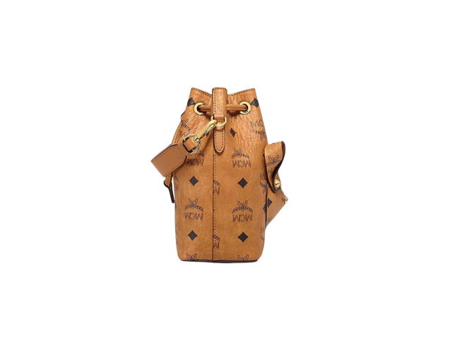 MCM MCM Mini Rabbit Drawstring Bag In Visetos Coated Canvas With 24k Gold-plated Hardware Cognac - view 3