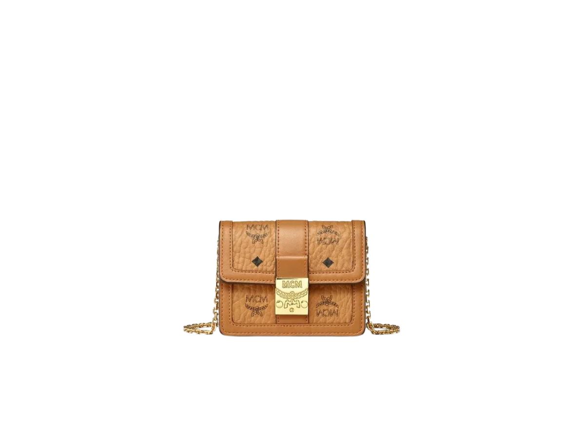 MCM MCM Mini Tracy Card Holder In Visetos Cognac