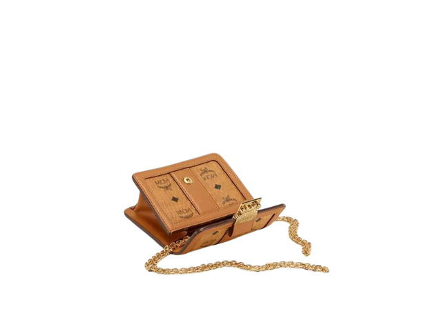 MCM MCM Mini Tracy Card Holder In Visetos Cognac - view 3