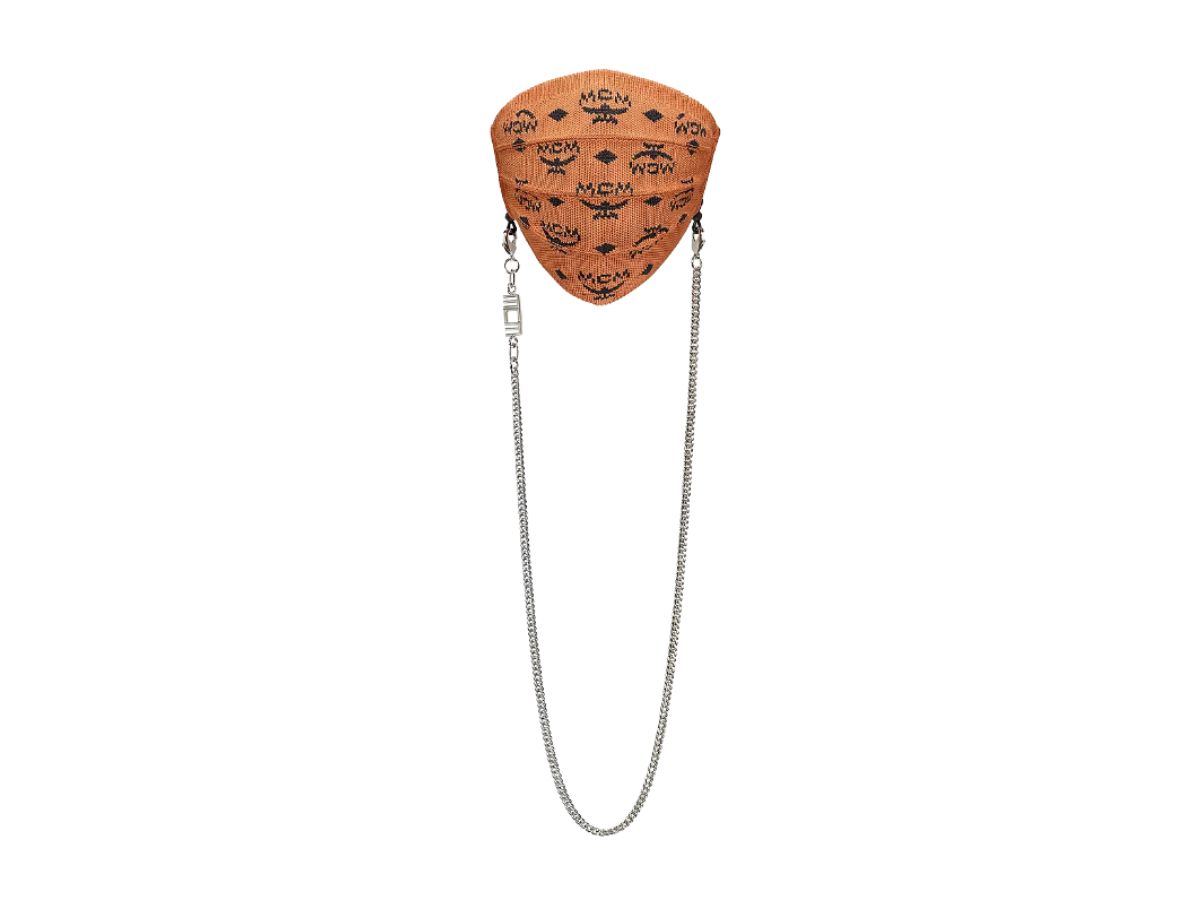 MCM MCM Monogram Knit Face Accessory with Chain Cognac