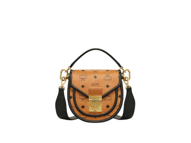 MCM MCM Patricia Mini Crossbody Bag In Visetos and Nappa Leather With 24k Gold-Plated Hardware Cognac - view 1