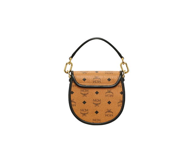 MCM MCM Patricia Mini Crossbody Bag In Visetos and Nappa Leather With 24k Gold-Plated Hardware Cognac - view 3