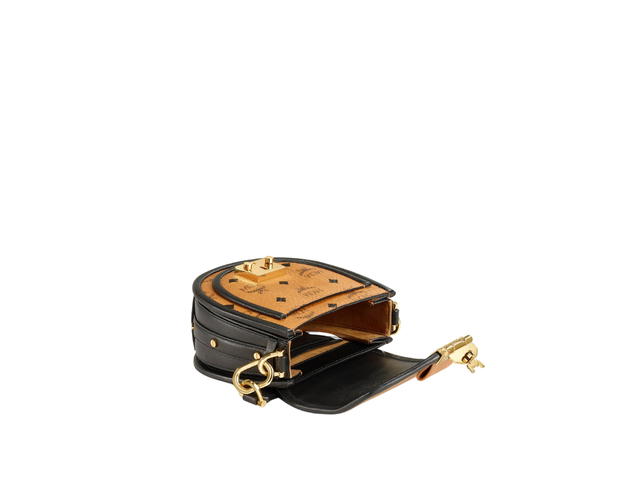 MCM MCM Patricia Mini Crossbody Bag In Visetos and Nappa Leather With 24k Gold-Plated Hardware Cognac - view 4