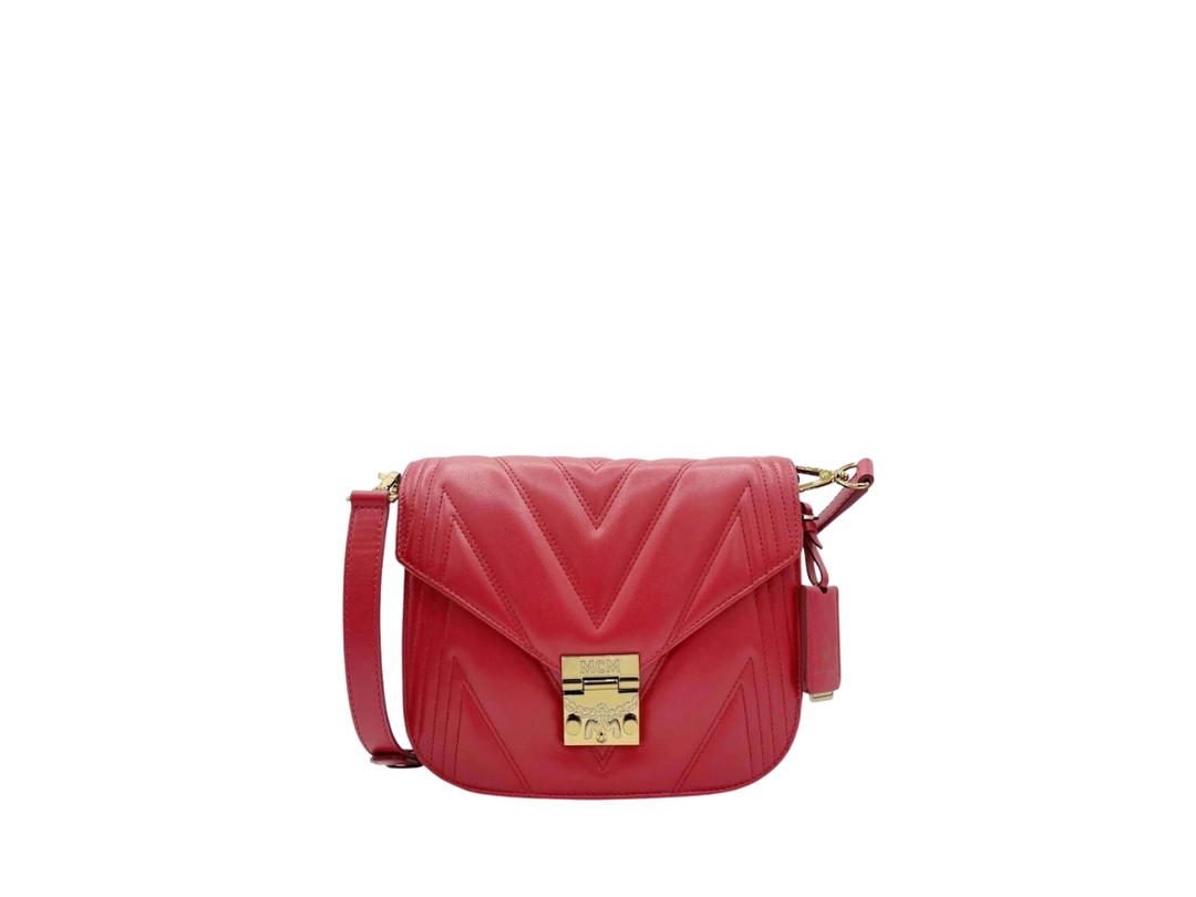 MCM MCM Patricia Ruby Bag In Quilted Leather With Gold Tone Hardware Red