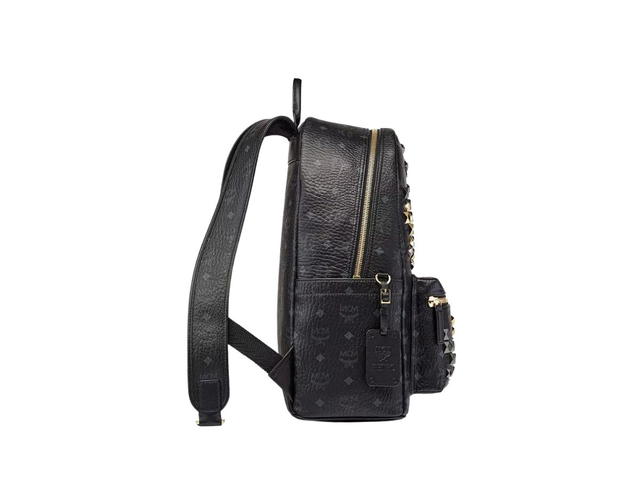 MCM MCM Retro M Studs Stark Backpack In Visetos And Nappa Leather With Gold-Plated Metal Hardware Black - view 2