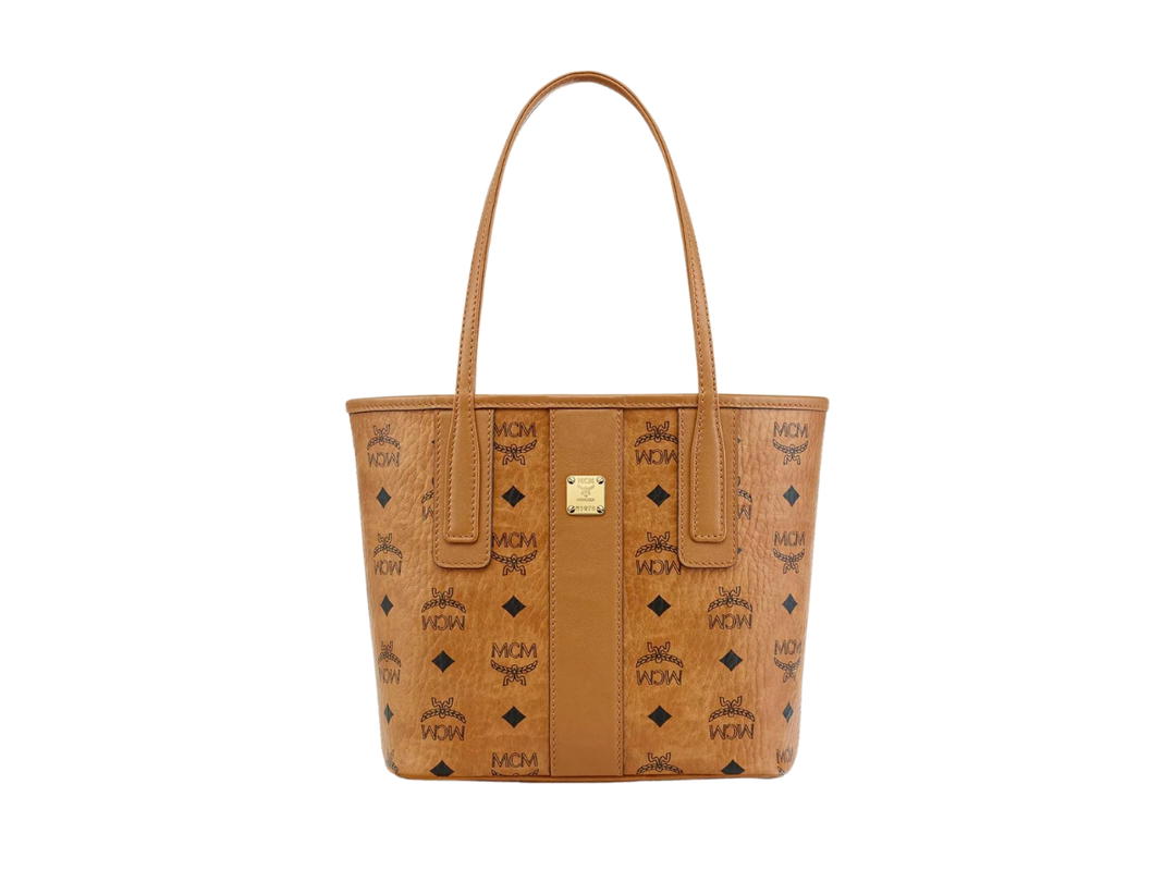 MCM MCM Reversible Liz Shopper In Visetos Leather With 24K Gold-Plated Metal Hardware Cognac