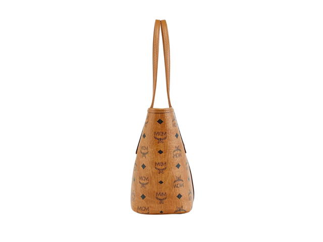 MCM MCM Reversible Liz Shopper In Visetos Leather With 24K Gold-Plated Metal Hardware Cognac - view 3