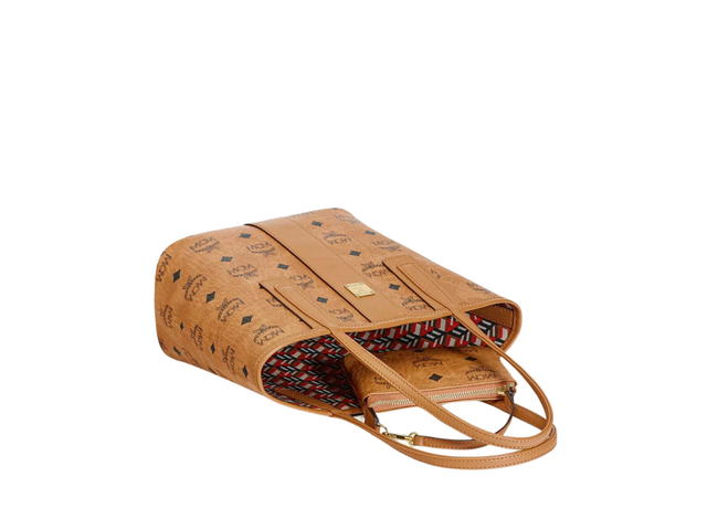 MCM MCM Reversible Liz Shopper In Visetos Leather With 24K Gold-Plated Metal Hardware Cognac - view 4