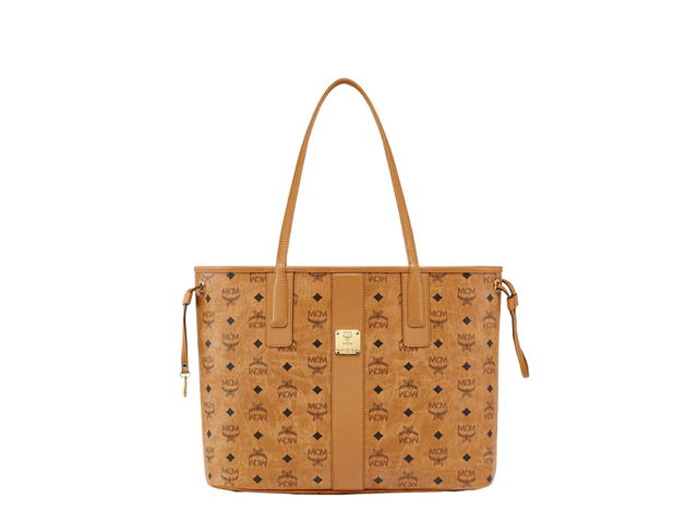 MCM MCM Reversible Liz Shopper Medium In Visetos Monogram Coated Canvas With 24K Gold-Plated Metal Hardware Cognac - view 1