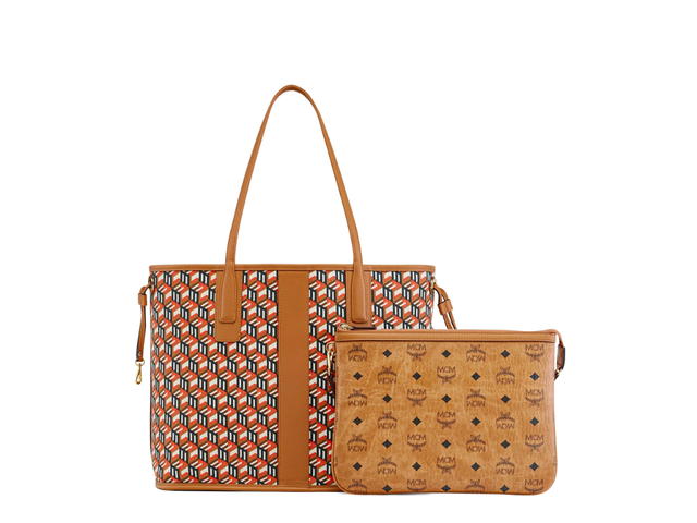 MCM MCM Reversible Liz Shopper Medium In Visetos Monogram Coated Canvas With 24K Gold-Plated Metal Hardware Cognac - view 3