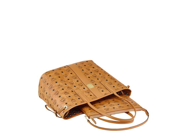 MCM MCM Reversible Liz Shopper Medium In Visetos Monogram Coated Canvas With 24K Gold-Plated Metal Hardware Cognac - view 4
